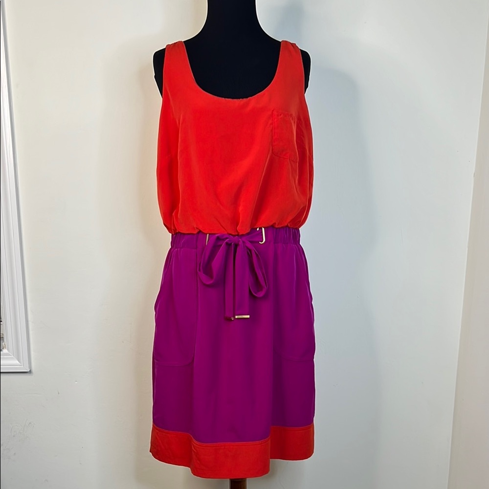 LAUNDRY BY SHELLI SEGAL Elegant Red and Purple Sleeveless Dress 12